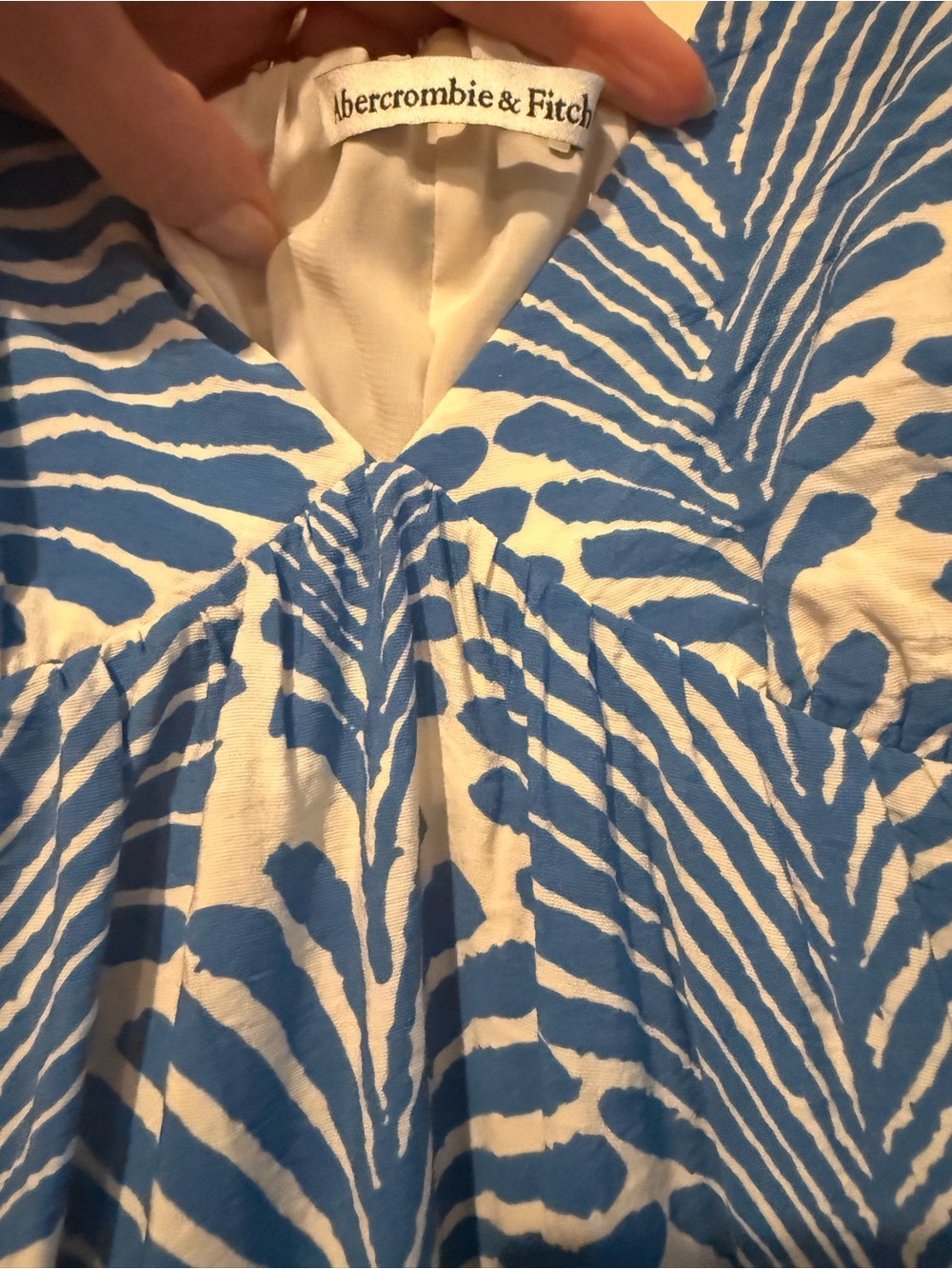 Abercrombie Blue & White Patterned Clasped Back Dress - Picture 4 of 5